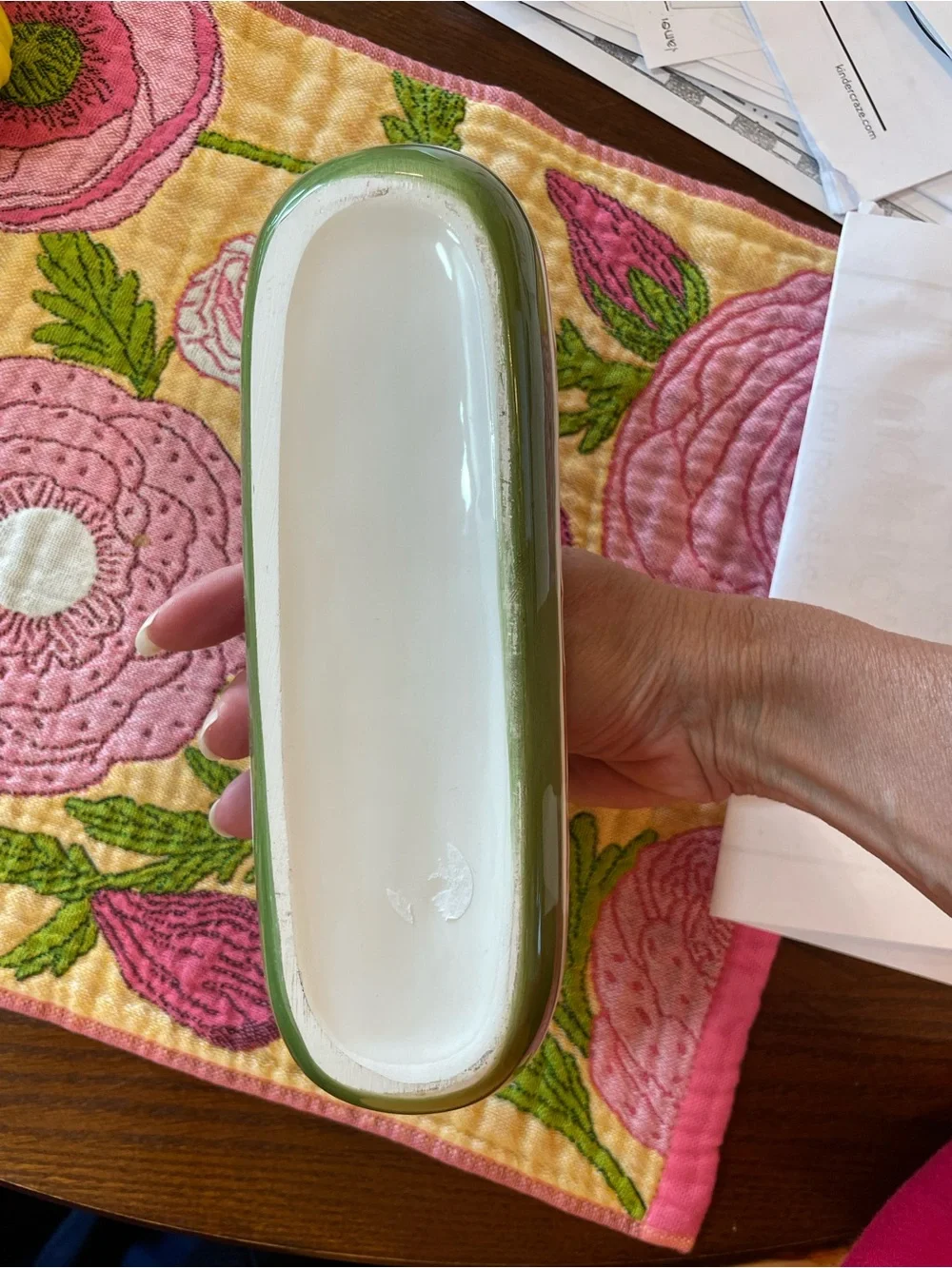 Cute ceramic acorns olive serving dish pencil tray retro vibes